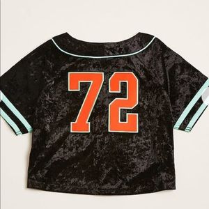 Pony Velvet Cropped Baseball Jersey Small NWT